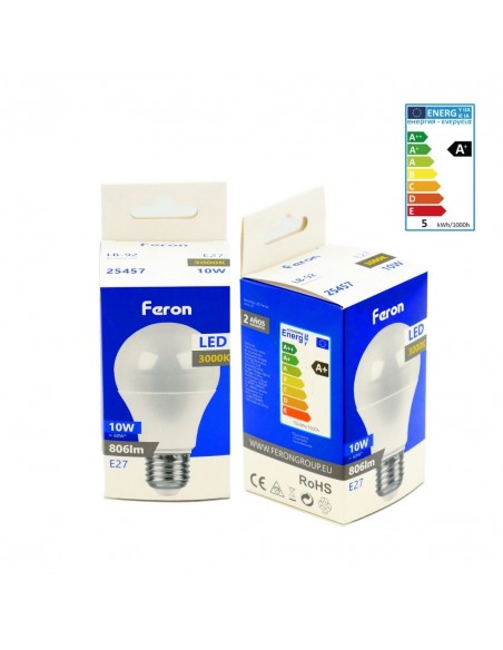 Bombilla Led E27 A60 globo 10w 3000K