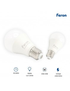 Bombilla Led E27 A60 globo 10w 3000K