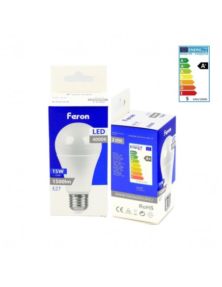 Bombilla Led E27 A60 globo 15w 4000K