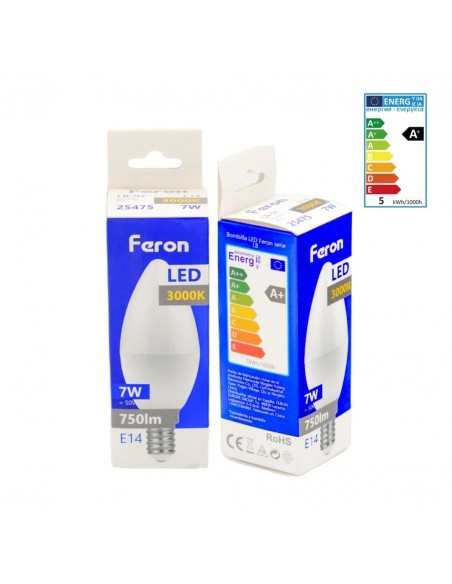 Bombilla Led E14 vela 7w 3000K
