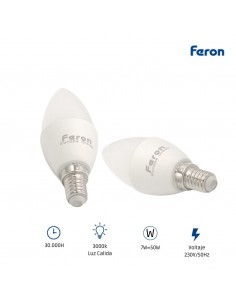 Bombilla Led E14 vela 7w 3000K