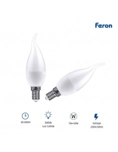 Bombilla Led E14 vela viento 7w 3000K