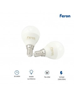 Bombilla Led E14 globo G45 7W 6400K