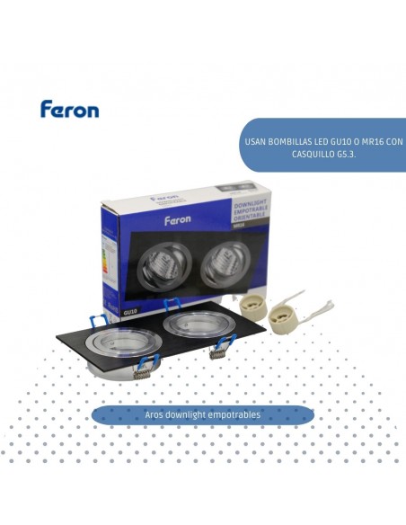 Aro downlight para bombillas GU10 orientable