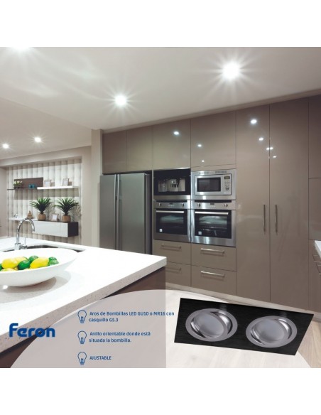 Aro downlight para bombillas GU10 orientable