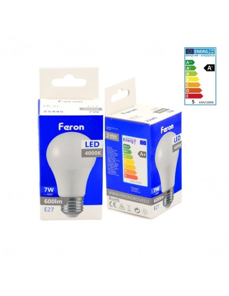 Bombilla Led E27 A60 globo 7w 4000K