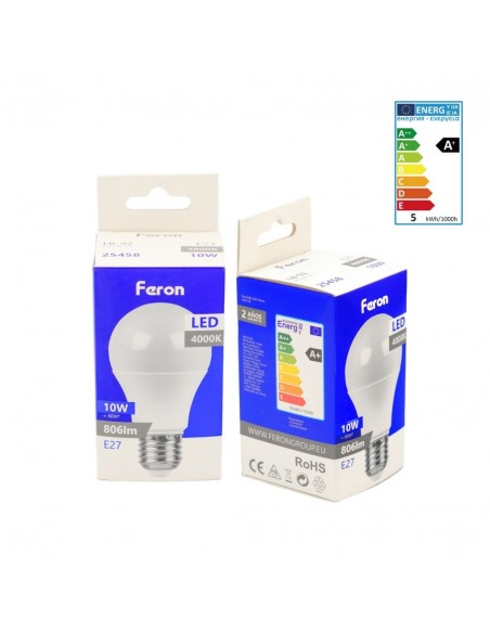 Bombilla Led E27 A60 globo 10w 4000K