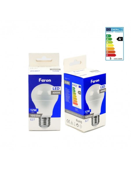 Bombilla Led E27 A60 globo 12w 4000K