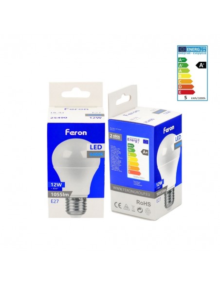 Bombilla Led E27 A60 globo 12w 6400K