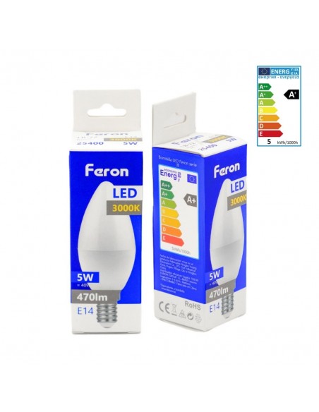 Bombilla Led E14 vela 5w 3000K