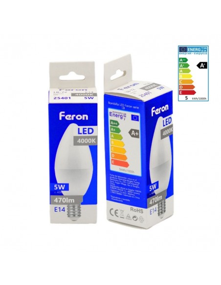 Bombilla Led E14 vela 5w 4000K
