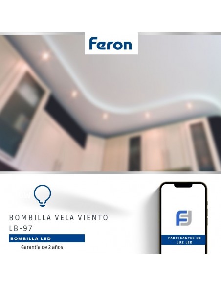 Bombilla Led E14 vela viento 7w 3000K