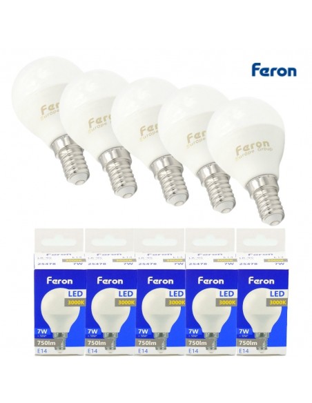 Bombilla dicroica Led E14 globo G45 7w 3000K