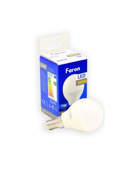 Bombilla dicroica Led E14 globo G45 7w 3000K