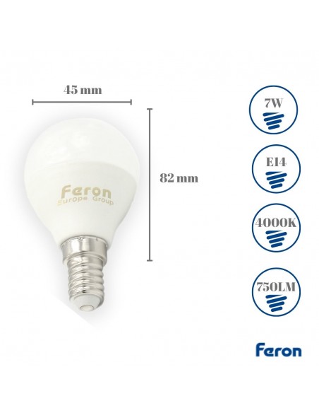 Bombilla Led E14 globo G45 7W 4000K