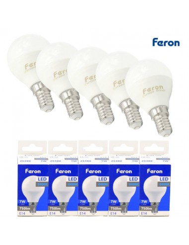 Bombilla Led E14 globo G45 7W 6400K