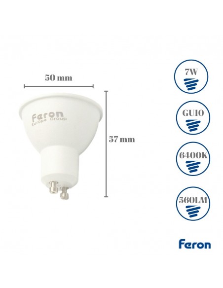 Bombilla dicroica led GU10 7w 6400K