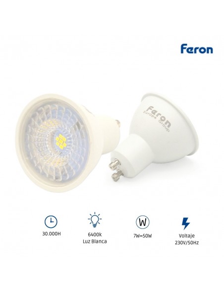 Bombilla dicroica led GU10 7w 6400k 110º